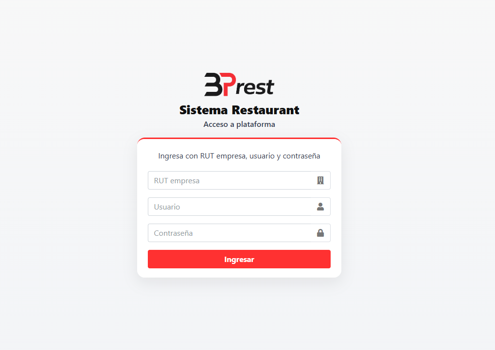 Pantalla de acceso a BPrest